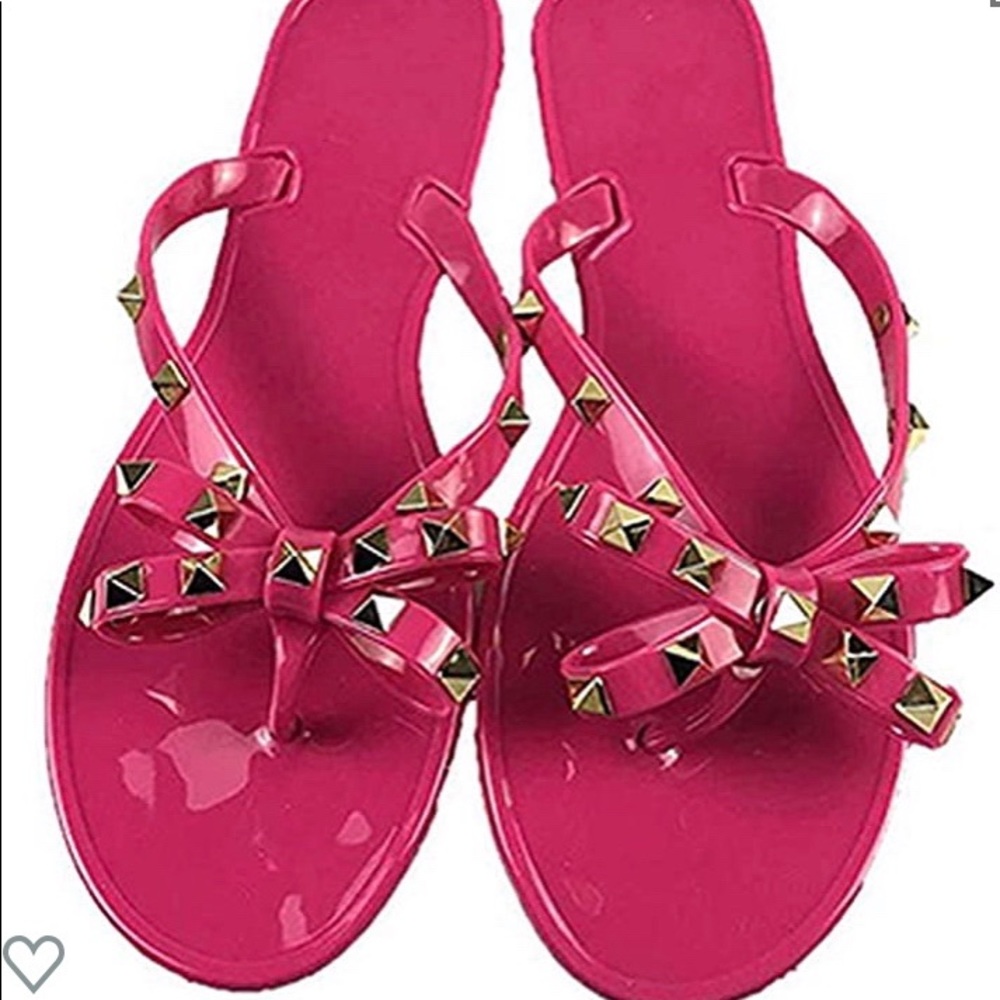 Fuchsia Jelly flip flops